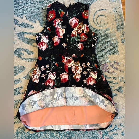 Chelsea 28 Black Foxie Floral Lace Trim Mini Dress size L - Picture 7 of 10